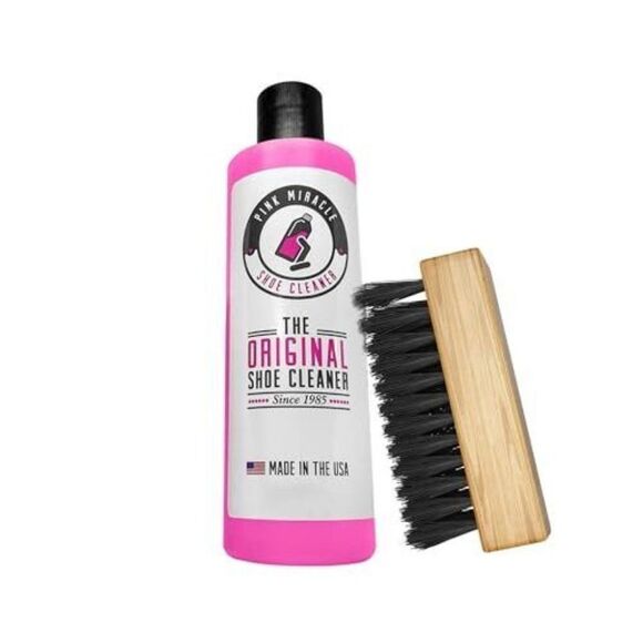 Pink Miracle Shoe Cleaner & Brush Kit 8 oz. Sneaker Fabric & Sole Cleaning - NEW - Picture 1 of 6
